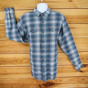 Red head Brand Co. Shirt Casual Button Up Mens XL Blue Plaid‎ 100% Thick Cotton